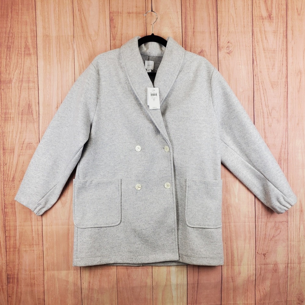 J Jill Pure Jill Double Breasted Pea Coat Womens Sz Small SP Small Petite Gray